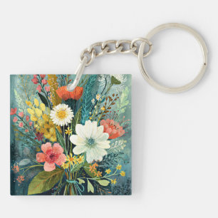 Kleurrijk Lentebouquet Sleutelhanger