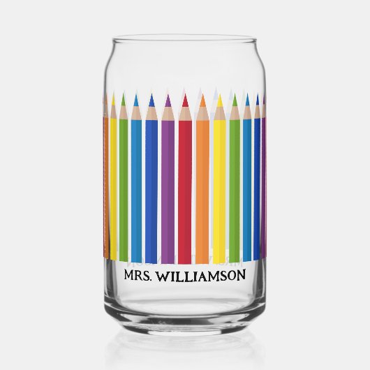 kleurrijk lerarenpotlood blikvorm glas (Voorkant)