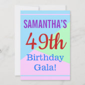 Kleurrijk, Leuk "49ste Verjaardagsgala!" Uitnodigi Kaart (Voorkant)