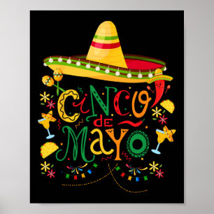 Kleurrijk leuk Cinco De Mayo-ontwerp Poster