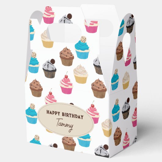Kleurrijk Leuk Cupcakes Patroon Verjaardagsfeest Bedankdoosjes (Geopend)