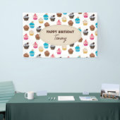 Kleurrijk Leuk Cupcakes Patroon Verjaardagsfeest Spandoek (Beurs)