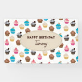 Kleurrijk Leuk Cupcakes Patroon Verjaardagsfeest Spandoek (Horizontaal)