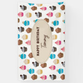 Kleurrijk Leuk Cupcakes Patroon Verjaardagsfeest Spandoek (Verticaal)
