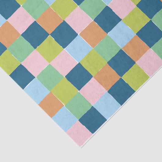 Kleurrijk Leuk dambord blokpatroon Tissuepapier (Detail)