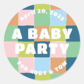 Kleurrijk Leuk Gender Neutral Blocks Baby shower Ronde Sticker (Voorkant)