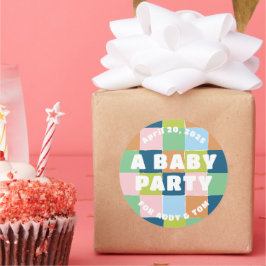 Kleurrijk Leuk Gender Neutral Blocks Baby shower Ronde Sticker