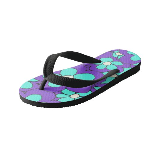 Kleurrijk leuk helder bloemendesign kinder teenslippers (Schuin)