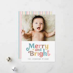 Kleurrijk leuk Kerstfeest met vrolijke babyfoto Feestdagenkaart