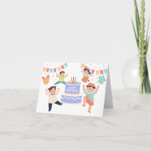 Kleurrijk leuk kinderverjaardagsfeestje kaart