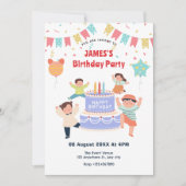 Kleurrijk leuk kinderverjaardagsfeestje kaart (Voorkant)