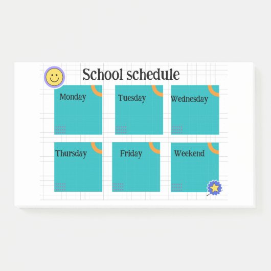 Kleurrijk leuk klasrooster post-it® notes (Voorkant)