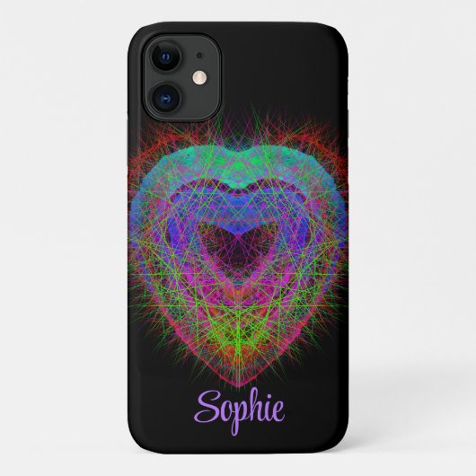Kleurrijk leuk neon Graffiti mousserend hartontwer Case-Mate iPhone Case (Achterkant)