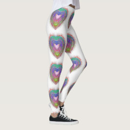 Kleurrijk leuk neon Graffiti mousserend hartontwer Leggings