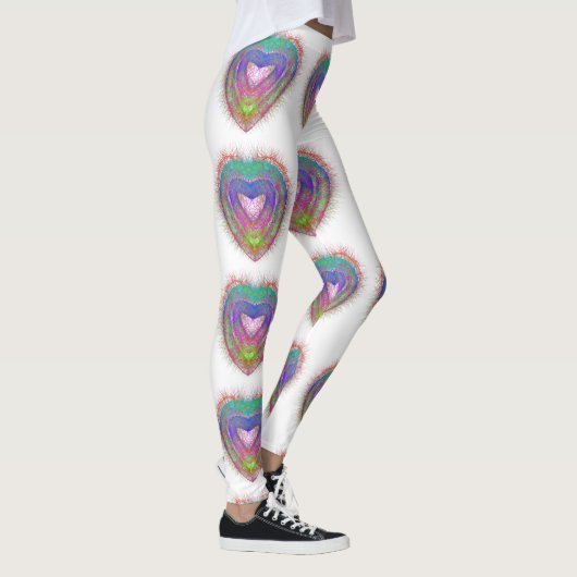 Kleurrijk leuk neon Graffiti mousserend hartontwer Leggings (Rechts)