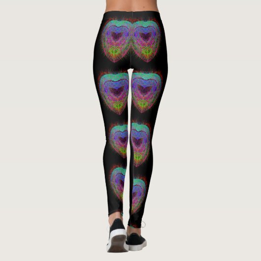 Kleurrijk leuk neon Graffiti mousserend hartontwer Leggings (Achterkant)