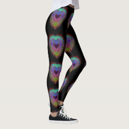 Kleurrijk leuk neon Graffiti mousserend hartontwer Leggings