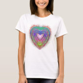 Kleurrijk leuk neon Graffiti mousserend hartontwer T-shirt (Voorkant)