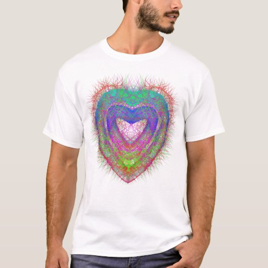 Kleurrijk leuk neon Graffiti mousserend hartontwer T-shirt (Voorkant)