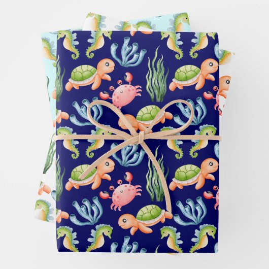 Kleurrijk Leuk Onderwater Zee Leven Kinder Inpakpapier Vel (In situ)