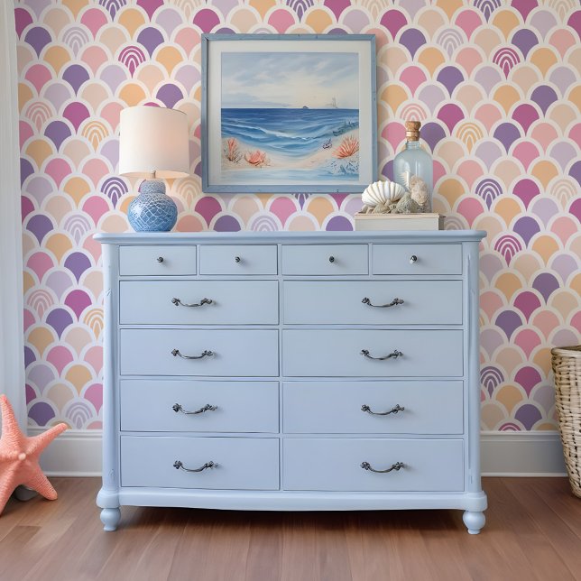 Kleurrijk Leuk Zeemeermin Vis Schaal Regenboog Pat Behang (Colorful Fun Mermaid Fish Scale Rainbow Pattern Wallpaper)