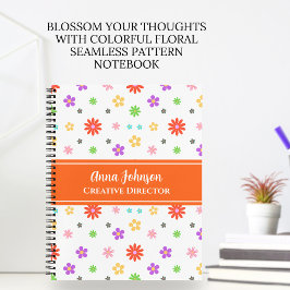 Kleurrijk Leuke Bloemige Naadloos Patroon  Notitieboek