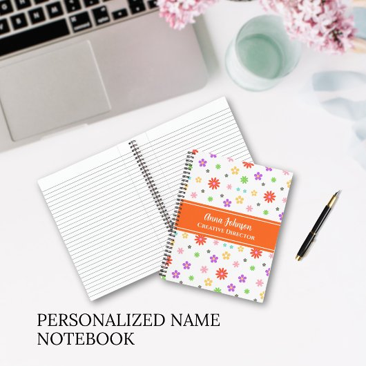 Kleurrijk Leuke Bloemige Naadloos Patroon  Notitieboek