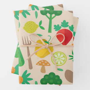 Kleurrijk Leuke Groente Patroon  Inpakpapier Vel