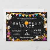 Kleurrijk Leuke Kinderen Halloween Feest Kaart (Voorkant)