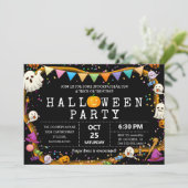 Kleurrijk Leuke Kinderen Halloween Feest Kaart (Staand voorkant)