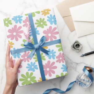 Kleurrijk Leuke Retro Zomer Bloem Kunst Patroon Cadeaupapier