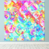 Kleurrijk levendig abstractiepatroon canvas afdruk (Insitu (Houten vloer))