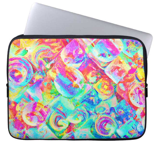Kleurrijk levendig abstractiepatroon laptop sleeve (Voorkant)