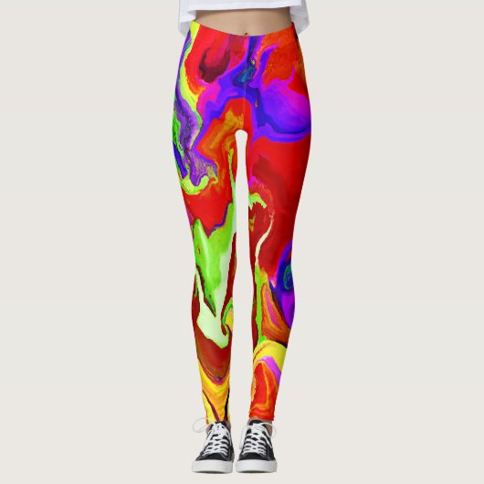 Kleurrijk levendig abstractiepatroon leggings (Voorkant)