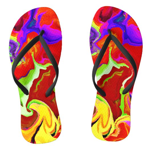 Kleurrijk levendig abstractiepatroon teenslippers (Voetbed)