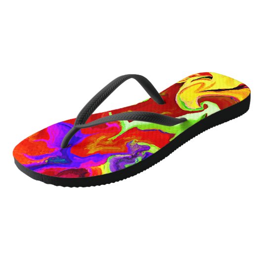 Kleurrijk levendig abstractiepatroon teenslippers (Schuin)