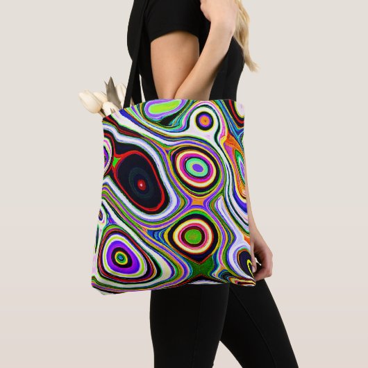 Kleurrijk levendig abstractiepatroon tote bag (Dichtbij)