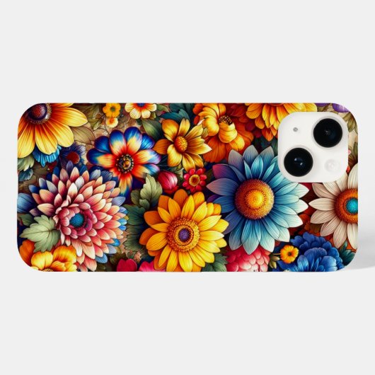 Kleurrijk levendig bloemensymfoniepatroon Case-Mate iPhone case (Achterkant (horizontaal))