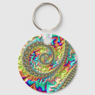 Kleurrijk Levendig Driekleurig Groovy Trippy Fract Sleutelhanger