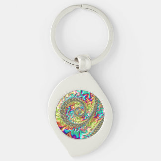 Kleurrijk Levendig Driekleurig Groovy Trippy Fract Sleutelhanger