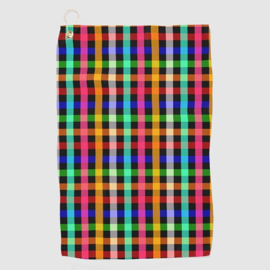 Kleurrijk Levendig Gingham Rut Patronen Golfhanddoek (Voorkant)