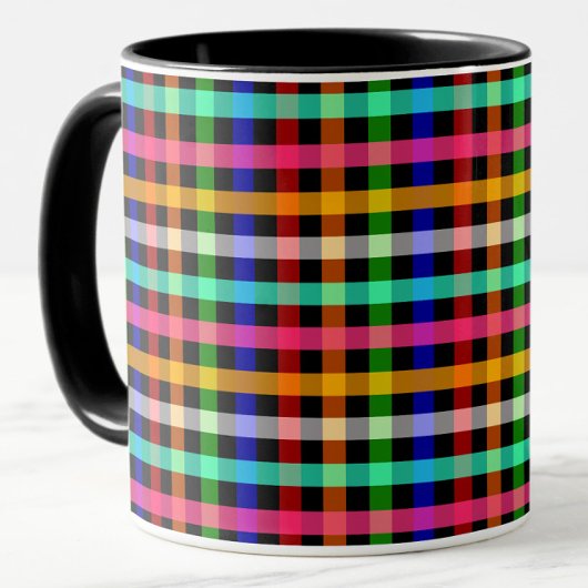 Kleurrijk Levendig Gingham Rut Patronen Mok