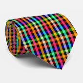 Kleurrijk Levendig Gingham Rut Patronen  Stropdas (Opgerold)