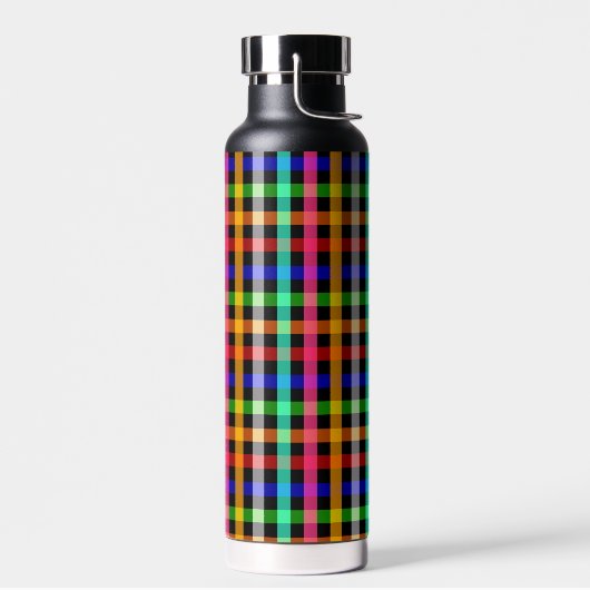 Kleurrijk Levendig Gingham Rut Patronen Waterfles (Links)