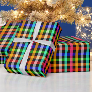 Kleurrijk Levendig Gingham Rutpatroon Ontwerp  Cadeaupapier
