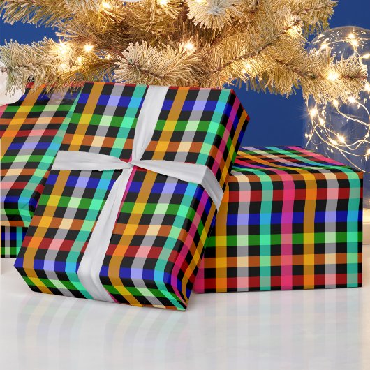 Kleurrijk Levendig Gingham Rutpatroon Ontwerp  Cadeaupapier