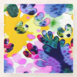 Kleurrijk levendig ontwerp glazen onderzetter