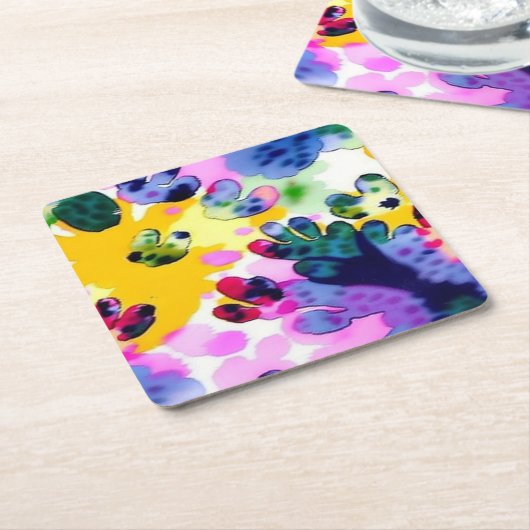 Kleurrijk levendig ontwerp kartonnen onderzetters (Schuin)