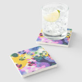 Kleurrijk levendig ontwerp stenen onderzetter (Zijkant)