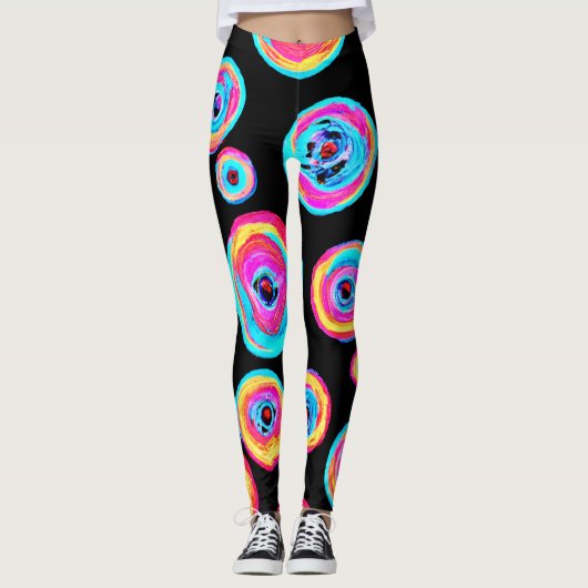 Kleurrijk levendig patroonontwerp leggings (Voorkant)